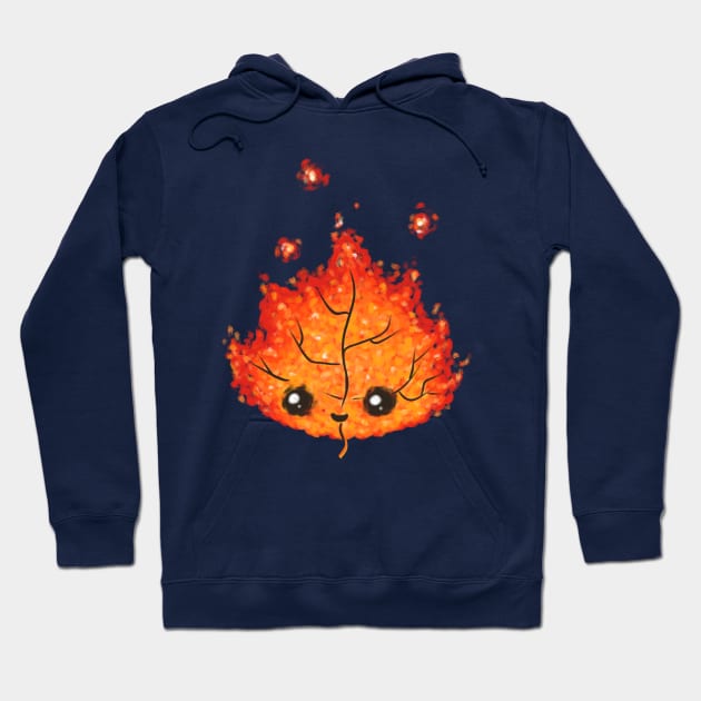 Fiery Autumn Leaf - Cute Autumn Leaf - Kawaii Autumn Leaf Hoodie by perdita00